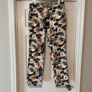 Men's Slim-Fit Off White Floral-Print Pants W30/32L